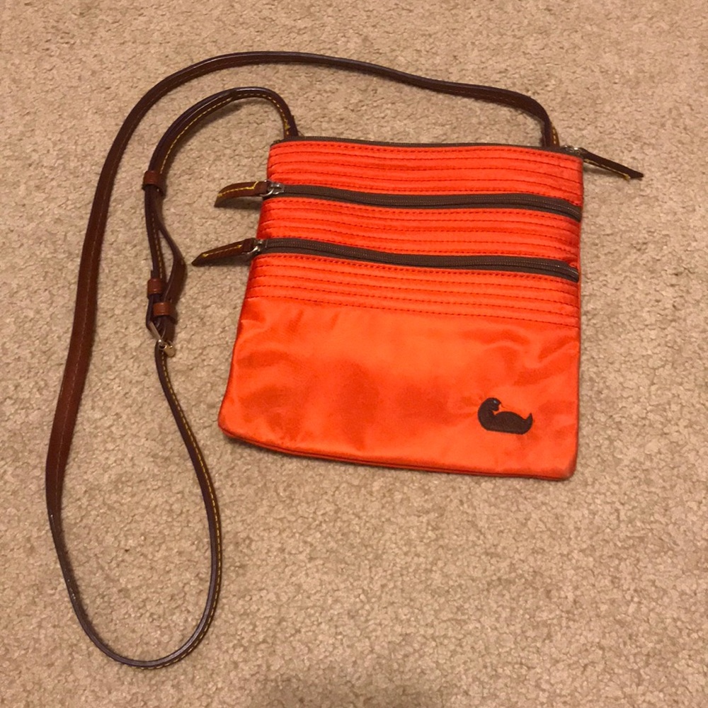 Doing & Bourke orange crossbody bag.
